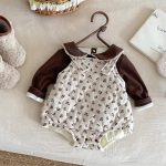 [66-90cm] 花柄 キャミロンパース&裏起毛 トップス - Image 12