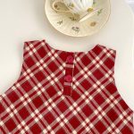 [73-120cm]学院風 チェック ワンピース or さくらんぼ 刺繍襟 Tシャツ - Image 3