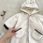 [66-90cm] 耳付き裏起毛 フードカバーオール - Image 7