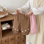 [73-120cm] 花柄 裏起毛 パンツ - Image 14