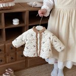 [73-120cm] リボン 中綿 キルティング コート - Image 6