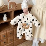 [66-90cm]ベアキルティングドット カバーオール