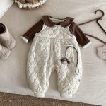 [66-90cm] キルティング サロペット&裏起毛 インナー