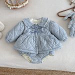 [73-100cm] リボン 裏起毛 キャミロンパース アウター - Image 9