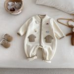 [66-90cm] おうち 刺繍 カバーオール