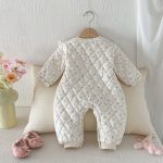 [66-90cm] 小花柄 キルティング フリルカラー カバーオール - Image 7