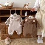 [66-90cm]韓国風 ボアフードカバーオール - Image 4