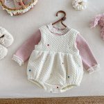 [66-90cm] カラフル ハート 裏起毛 ロンパースorレース リブ インナー - Image 2