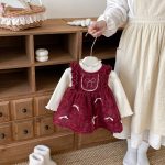 [73-120cm] ベロア裏起毛 リボン ワンピース - Image 6