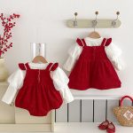 [66-100cm] 蝶結び 刺繍 あったか ロンパース、ワンピース - Image 9