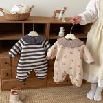 [66-90cm]犬柄 ボーダー 裏起毛 カバーオール - Image 13