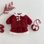 [73-120cm] 蝶結びカラー コート&スカート - Image 4