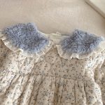 [66-90cm] 小花柄 キルティング ロンパース - Image 9