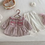 [73-100cm] チェック柄 ウール 中綿 コート - Image 11