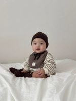 [66-90cm]ボーダー 丸首 ロンパース - Image 14