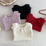 [66-100cm]ダブル フリル襟 ニット セーター - Image 8