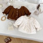 [73-120cm] レース襟 裏起毛 コットン コート - Image 16