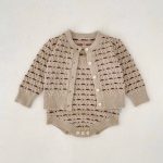 [66-100cm]ダイヤ柄 ニット カーディガン、ロンパース