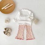 [73-110cm]小花柄 くまベルボトムパンツ - Image 6