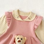 [73-110cm]熊さん付き レイヤード ワンピース