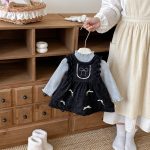 [73-120cm] ベロア裏起毛 リボン ワンピース - Image 14