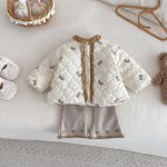 [73-120cm] リボン 中綿 キルティング コート - Image 8