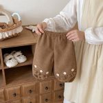 [73-120cm] 小花 裏起毛 パンツ - Image 6