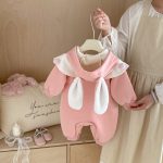 [66-90cm] ポンポン付き フード カバーオール - Image 6