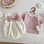 [66-90cm] カラフル ハート 裏起毛 ロンパース レース リブ インナー - Image 13