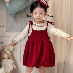 [73-100cm]リボンキャミワンピース&;ドット長袖トップス - Image 4