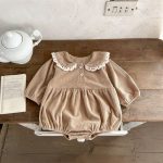 [66-100cm]フリル襟 コーデュロイ ロンパース - Image 11