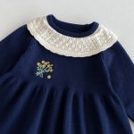 [73-110cm]小花 刺繍 ニット ワンピース - Image 15