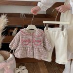 [73-100cm] チェック柄 ウール 中綿 コート - Image 10