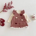 [73-120cm] 千鳥格 ハート ワンピース - Image 4