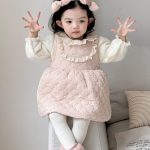 [73-100cm] レース襟 キルティング 裏起毛 ワンピース - Image 3