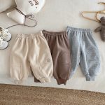 [73-120cm] おうち 刺繍 裏起毛 パンツ