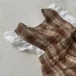 [66-90cm]チェック柄 ロンパース - Image 4