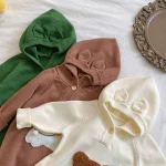 [66-90cm] フーディ熊柄 オールインワン - Image 12