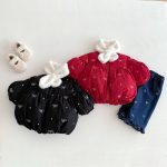 [73-120cm] 蝶結び 刺繍 中綿アウター - Image 6