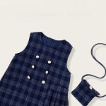 [80-140cm] チェックジャンパースカート&フリルニット&バッグ3点セット - Image 11