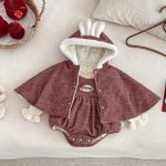 [66-90cm] ハート 刺繍 あったか ロンパース - Image 10