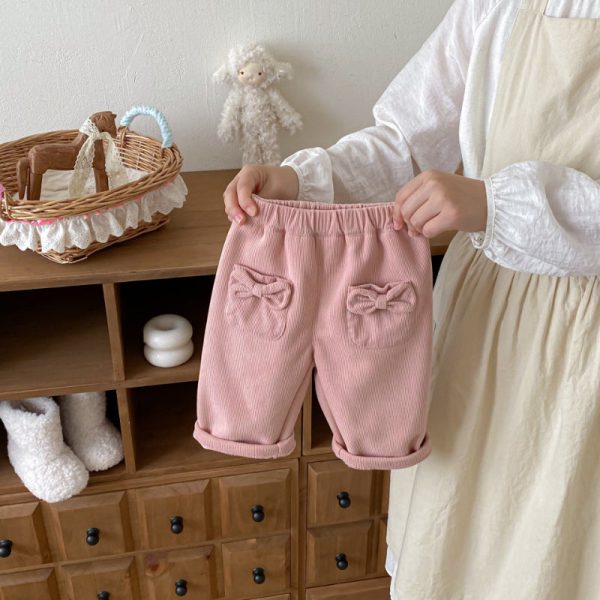 [73-120cm] 蝶結び コーデュロイ あったか パンツ