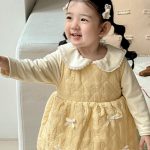 [73-100cm] キルティング 蝶結び ジャンパースカート - Image 5