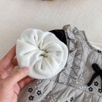 [66-90cm] 小花柄 蝶結び キルティング ロンパース - Image 6