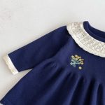 [73-110cm]小花 刺繍 ニット ワンピース - Image 4