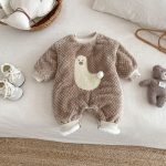 [66-90cm]ポンポン キルティング 裏起毛 カバーオール - Image 9