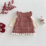 [73-120cm] 千鳥格 ハート ワンピース - Image 2