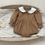 [66-100cm]ドット 小花柄 ロンパース - Image 6