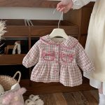 [73-100cm] チェック柄 ウール 中綿 コート - Image 12