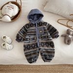 [66-90cm]レトロ フード 裏起毛 カバーオール - Image 10